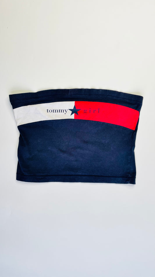 90s Tommy Girl navy logo tube top  - Size XL