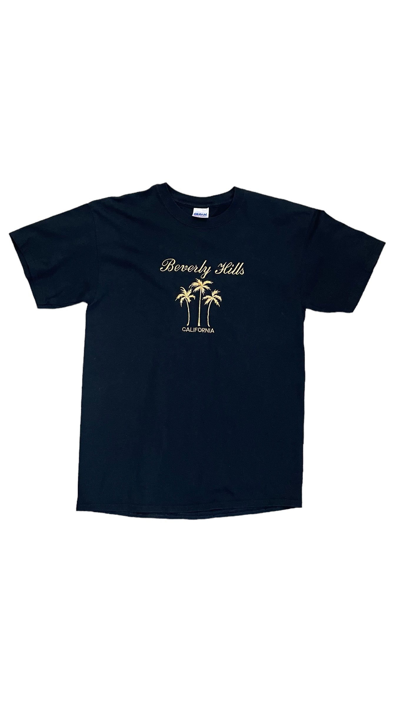 Vintage 90s black metallic Beverly Hills souvenier t shirt - Size M