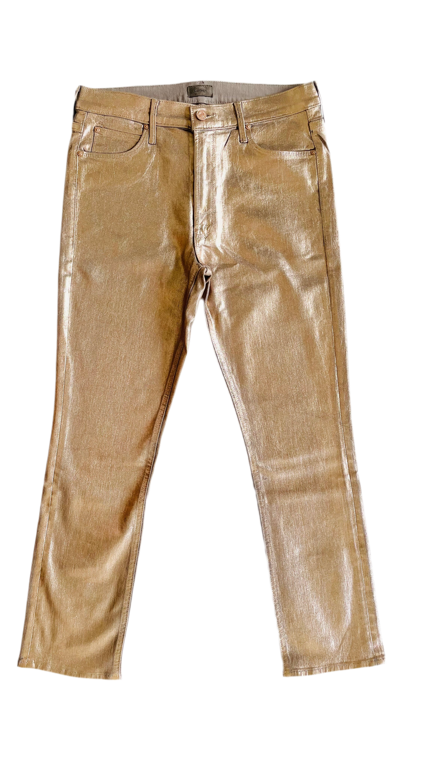 Pre-Loved MOTHER metallic rose gold denim jeans NWT - Size 30 x 28