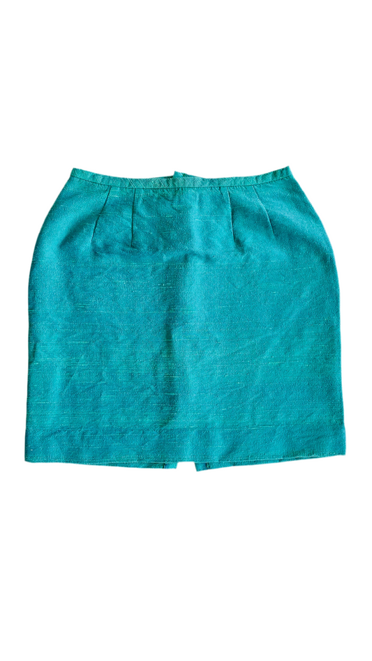 Vintage green imitation silk mini skirt - Size S