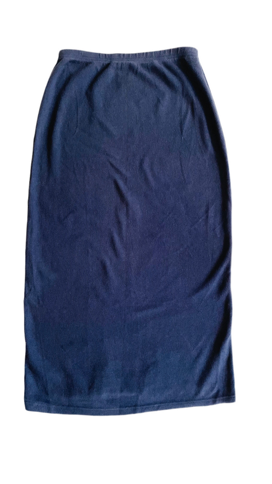 Vintage 90s navy blue ribbed maxi skirt - Size L