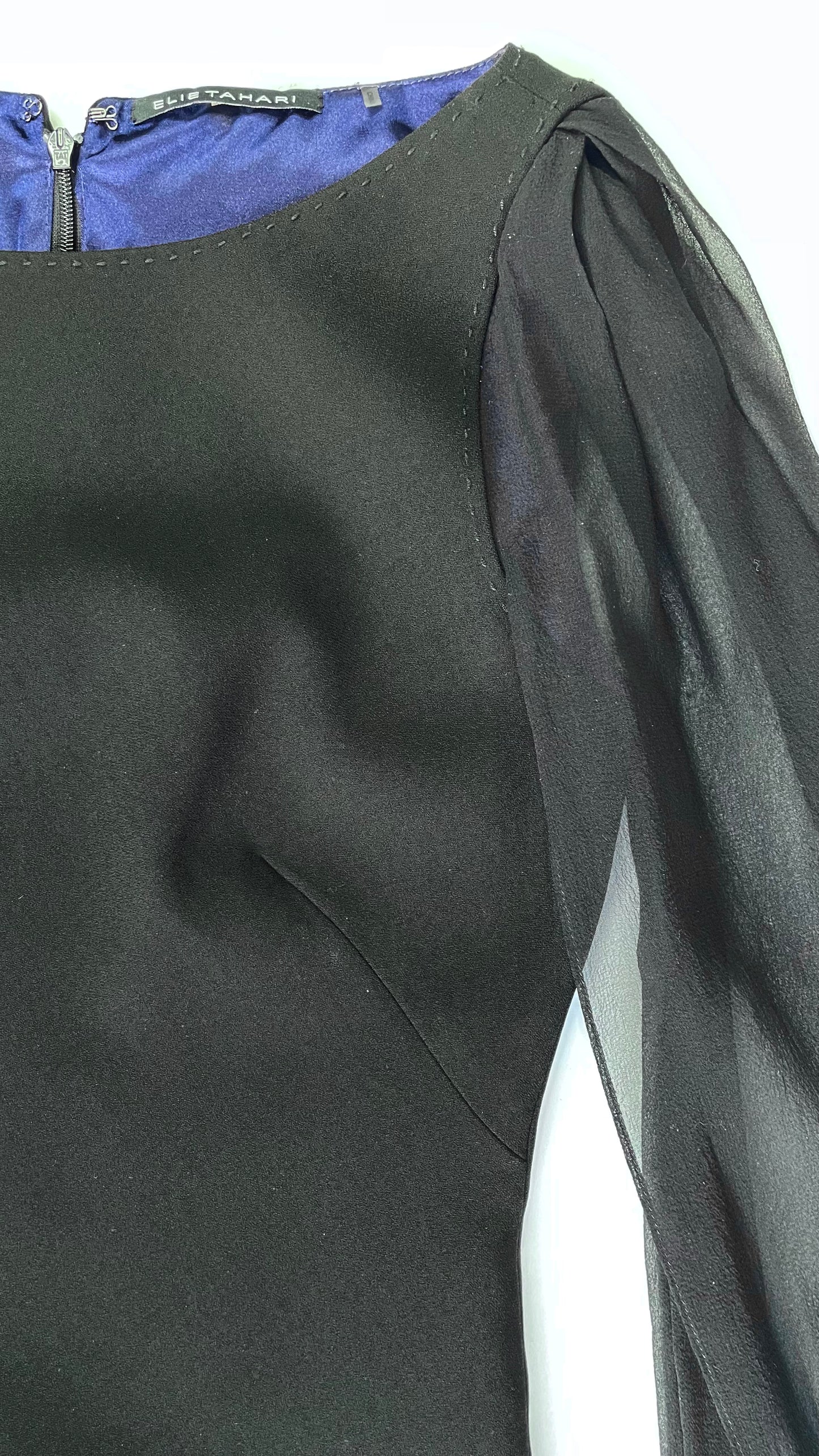 Pre-Loved black ELIE TAHARI long sleeve mini dress - Size S