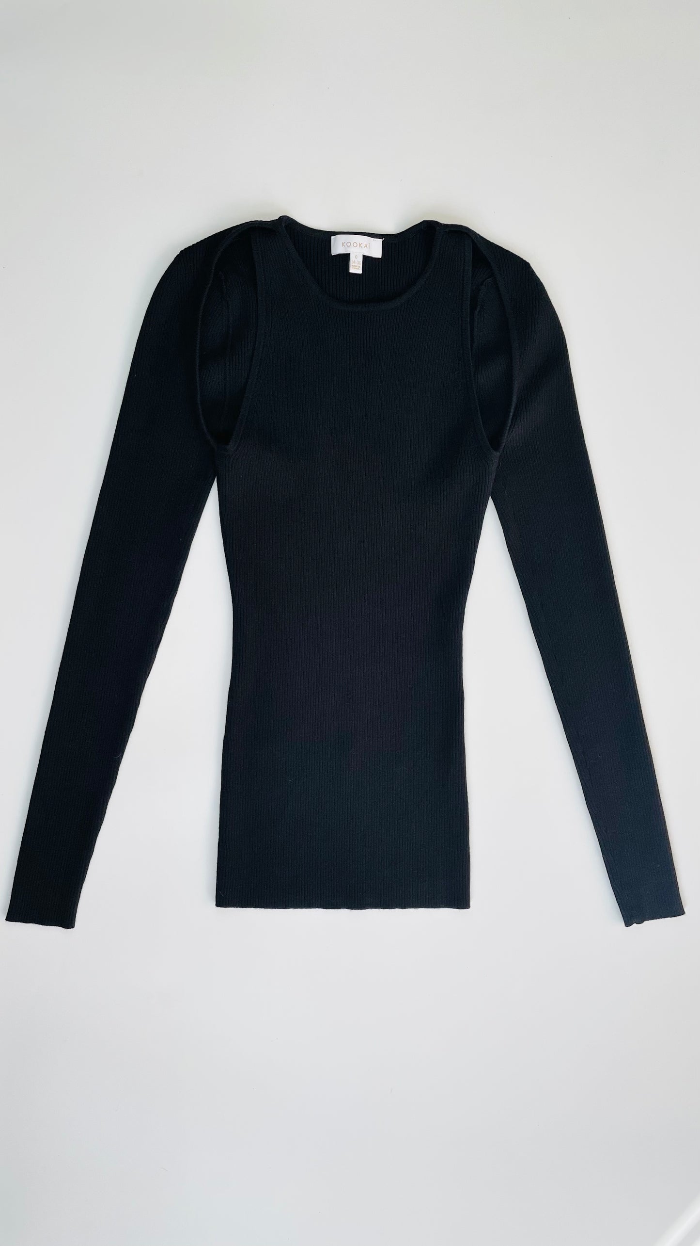 Pre-Loved KOOKAI black long sleeve rib knit top - Size 0