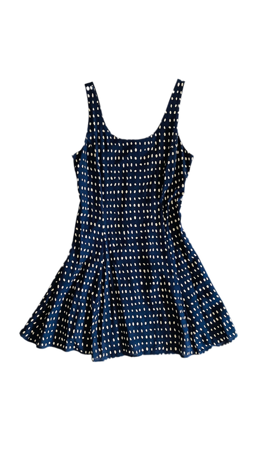 Vintage 90's cream & navy dot print tank dress - Size XS