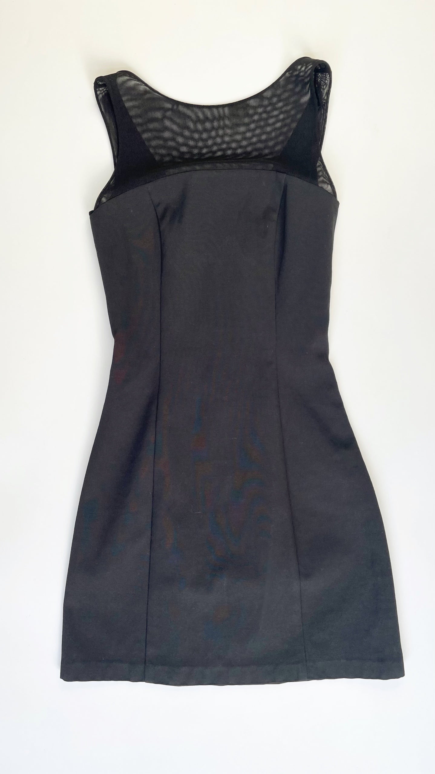 90s Black Cache mesh panel mini tank dress - Size S