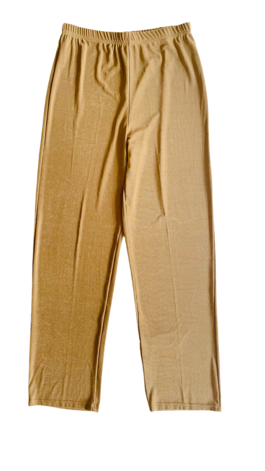 Vintage honey mustard yellow 90s stretch slinky knit trousers - Size L