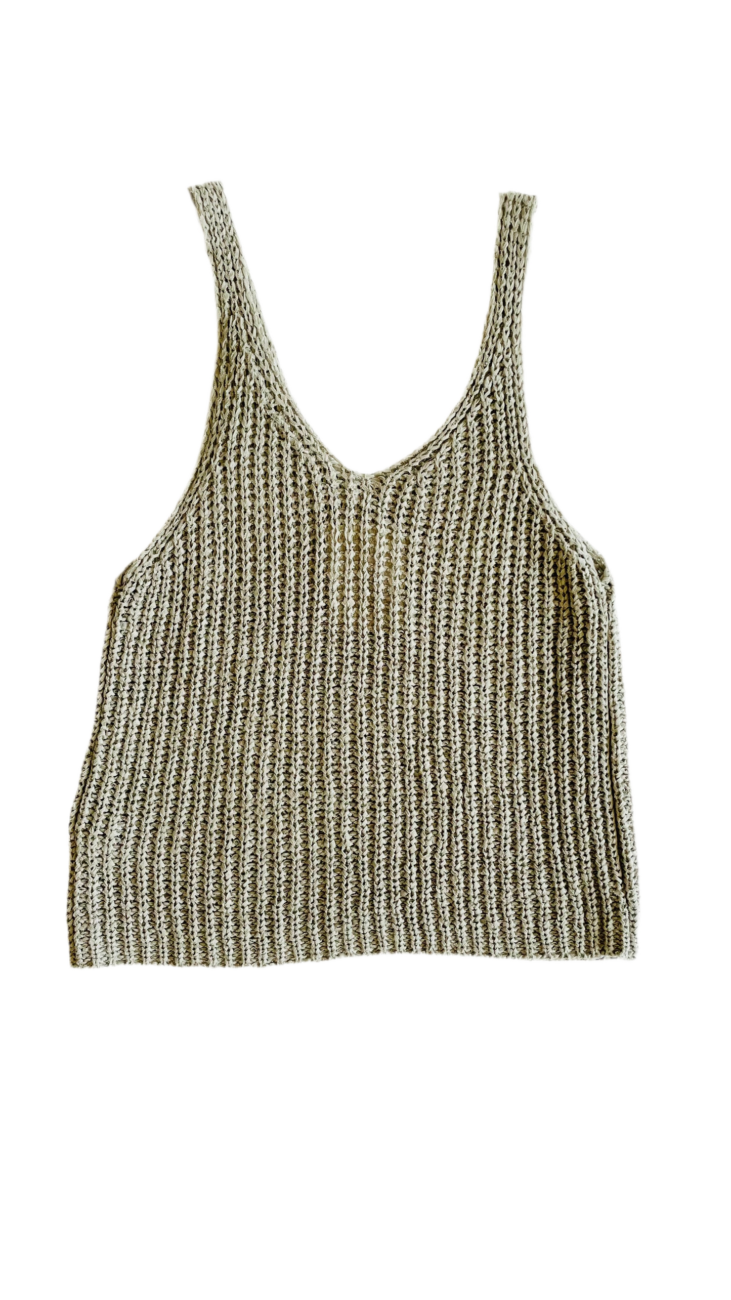 Pre-Loved big knit sage green tank top - Size S