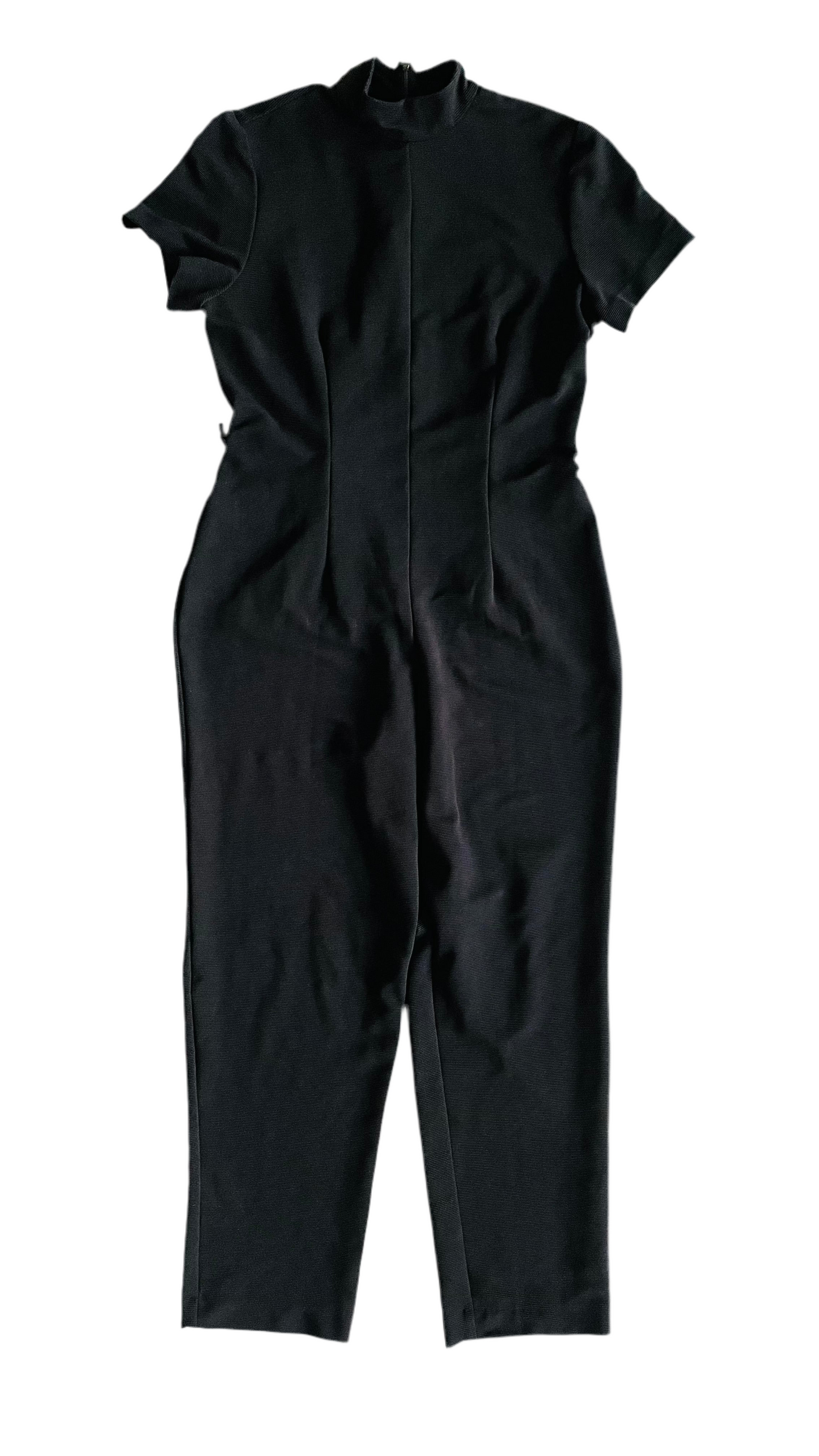 Vintage 90s black knit jumpsuit - Size 14