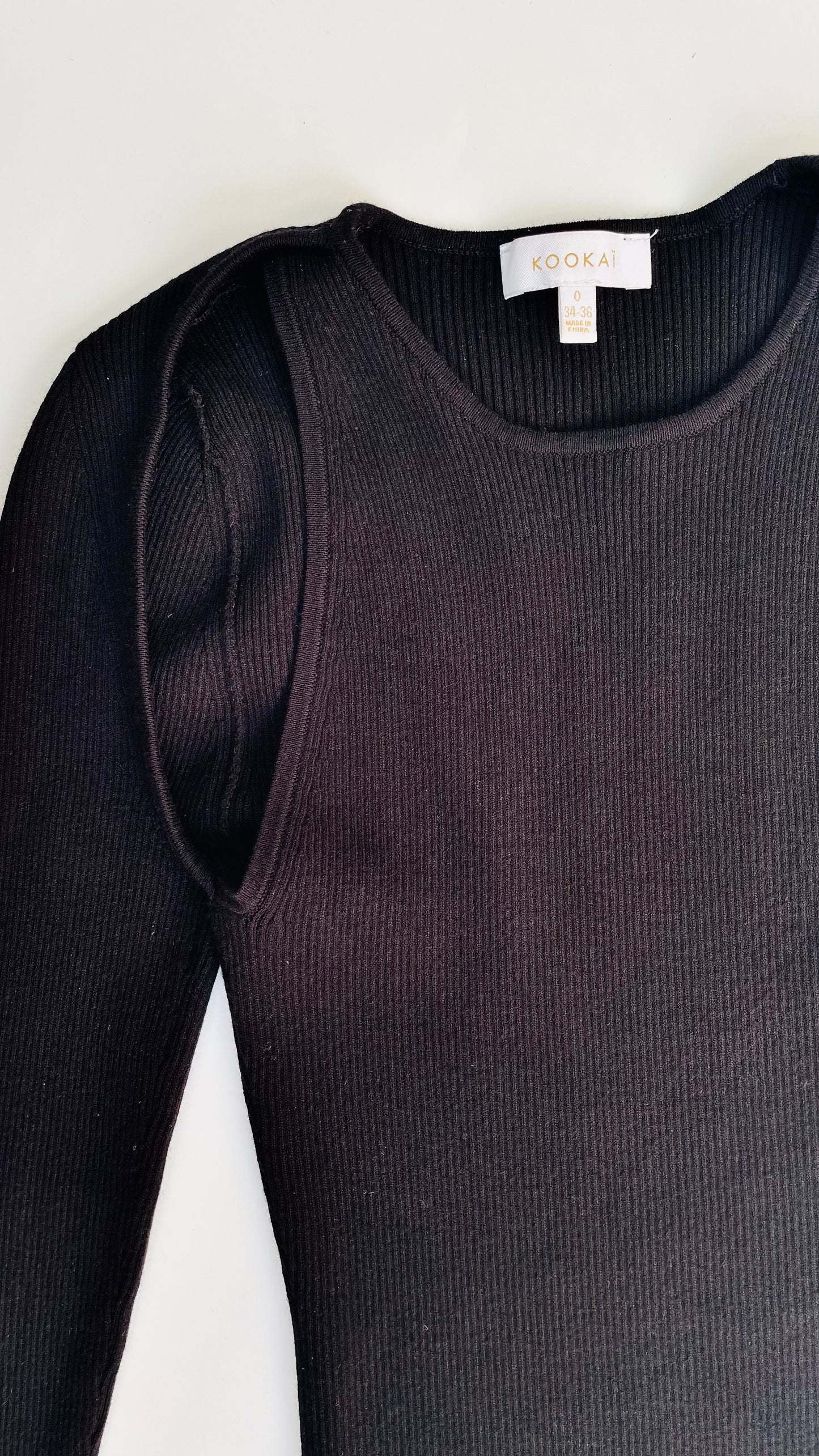 Pre-Loved KOOKAI black long sleeve rib knit top - Size 0