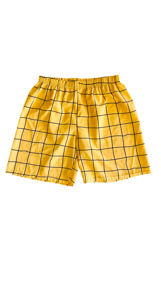 Pre-Loved yellow and black geometric plaid shorts - Size S