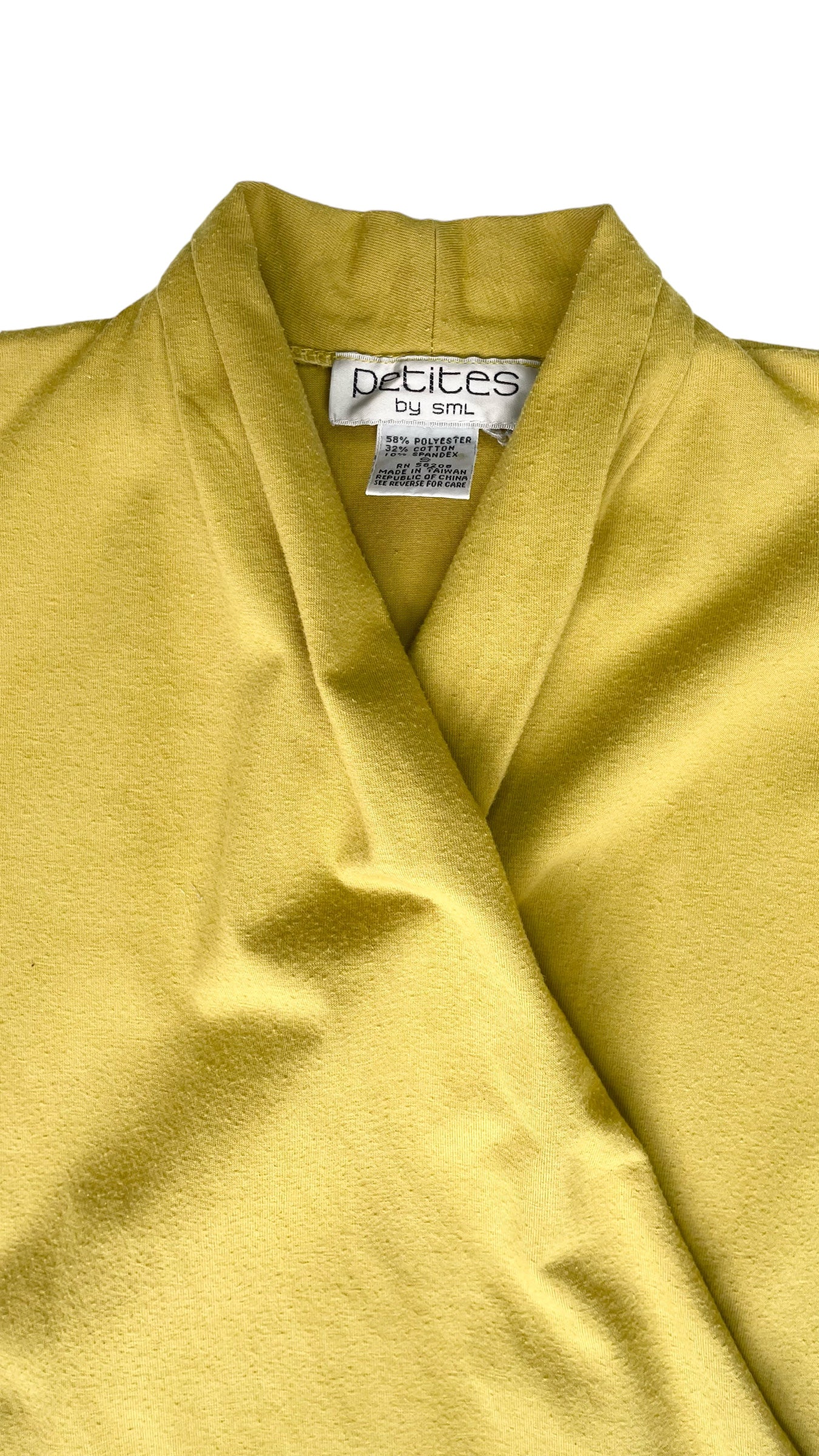 Vintage 90s chartreuse green knit wrap top - Size S