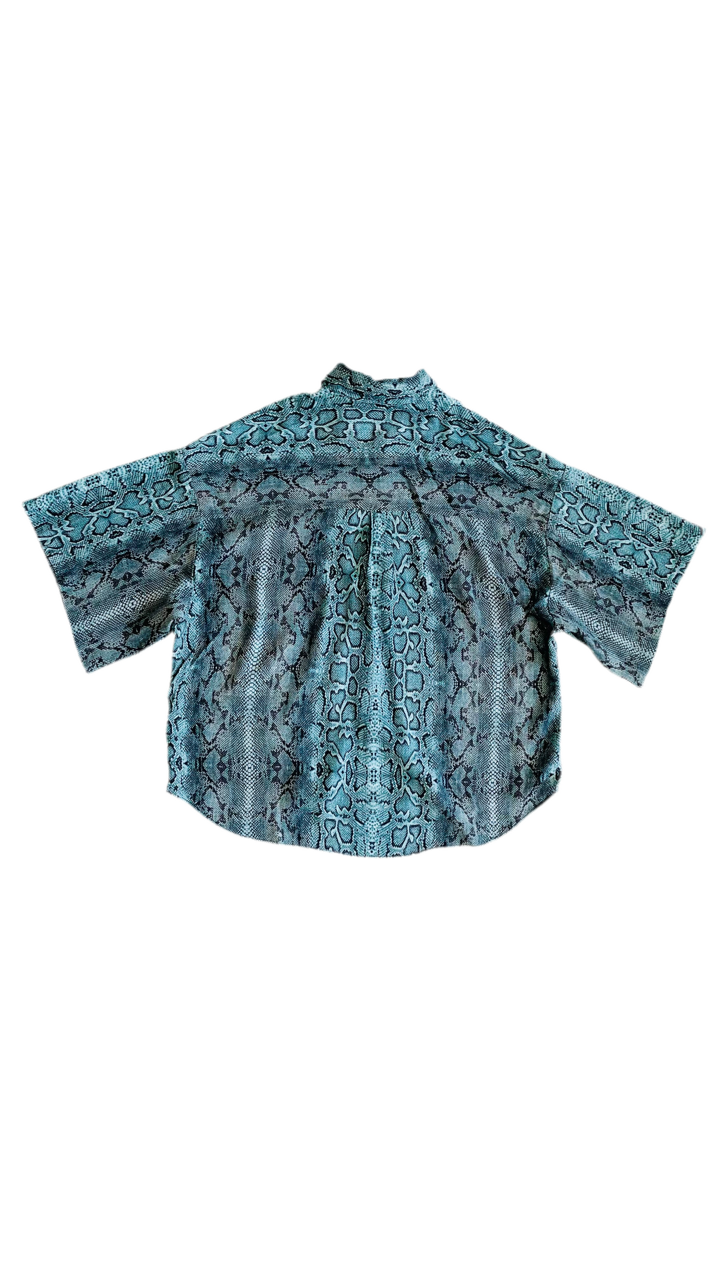 Pre-Loved Karen Kane blue & black snake print button up top - Size S-XL