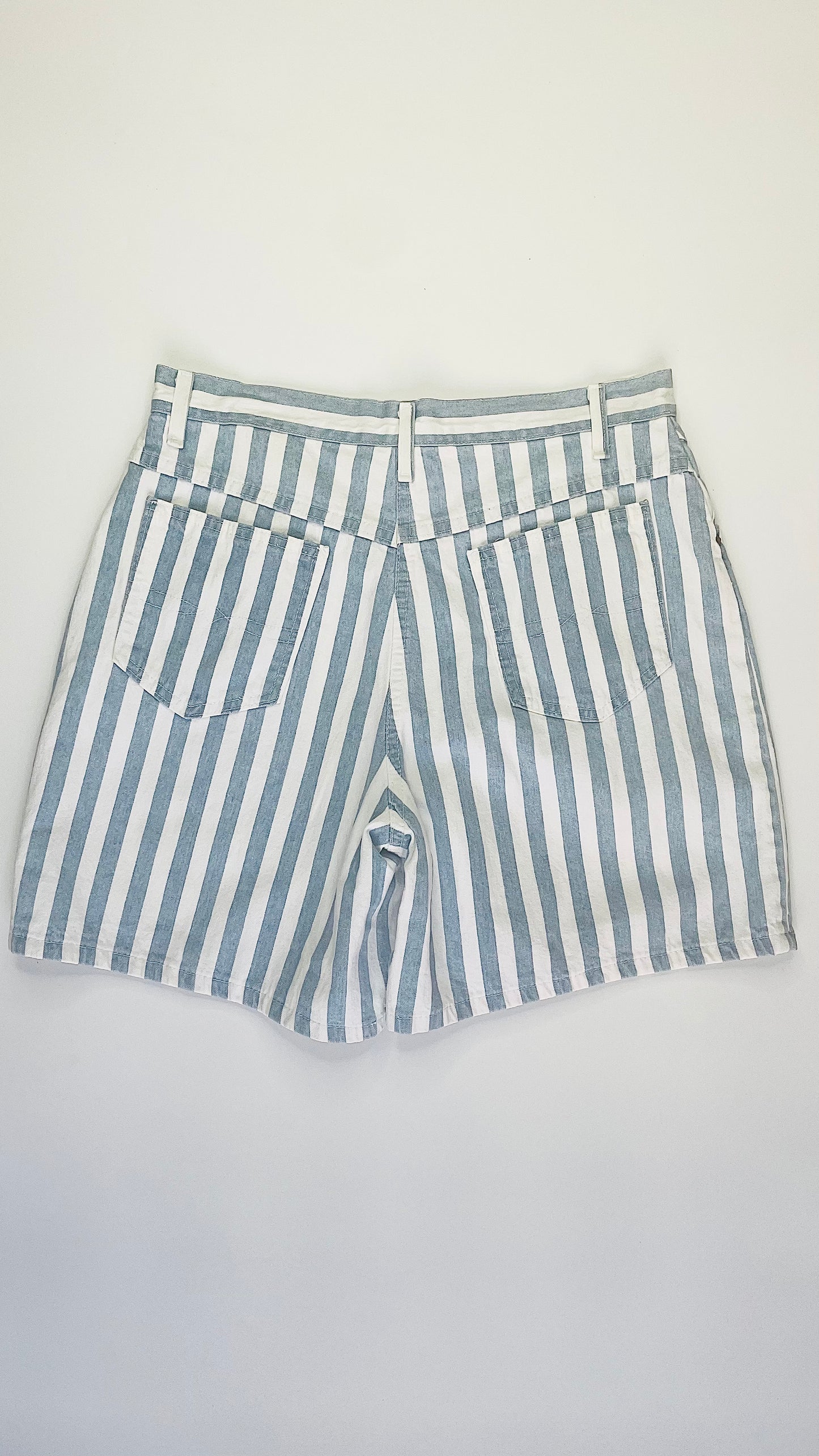 Vintage 90s Faded Glory blue and white striped denim shorts - Size 14