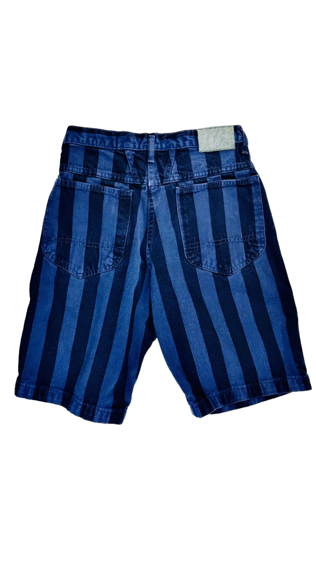 Vintage 90s GIRBAUD navy blue & purple striped denim shorts - Size 29