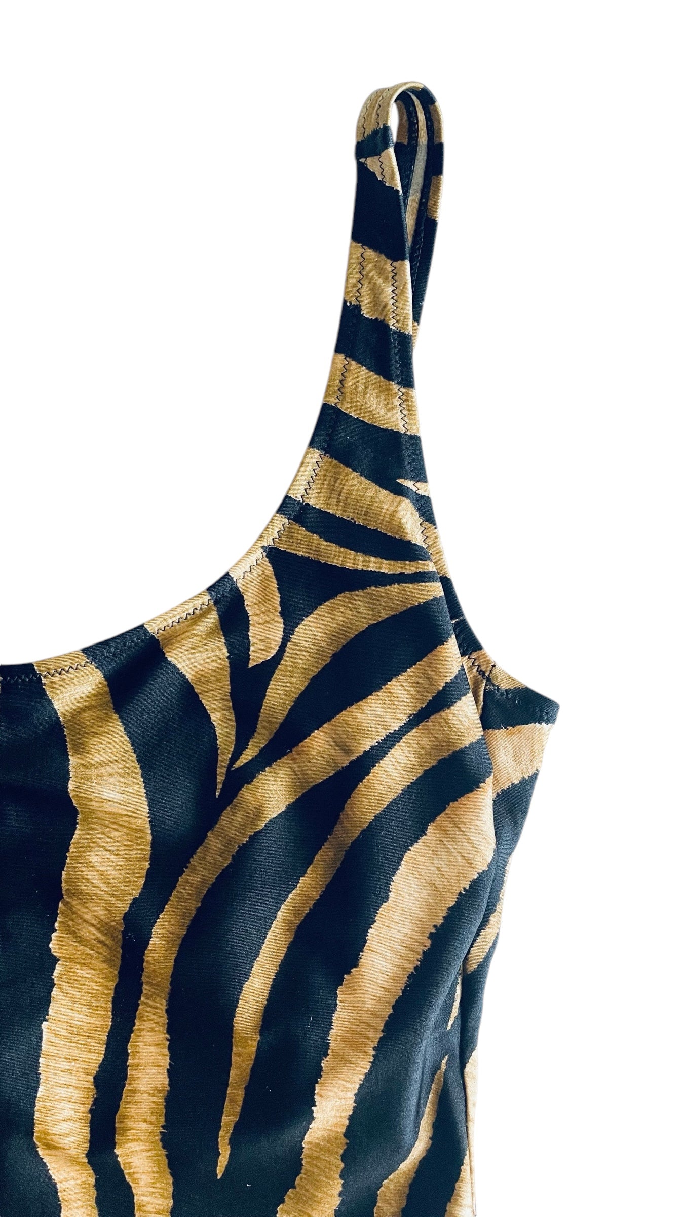 Vintage 70s GOTTEX brown & black tiger striped swimsuit - Size 12