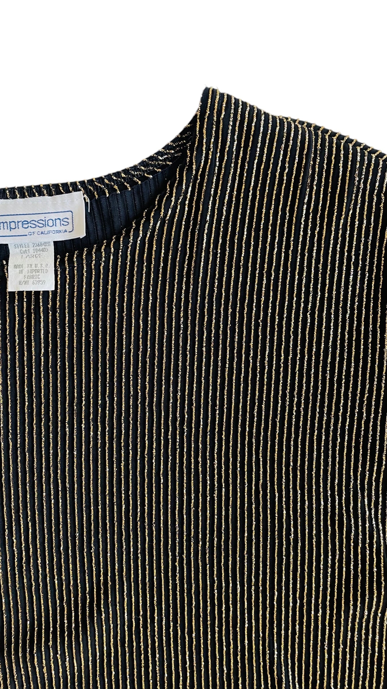 Vintage 90s knit gold and black metallic striped t-shirt - Size L