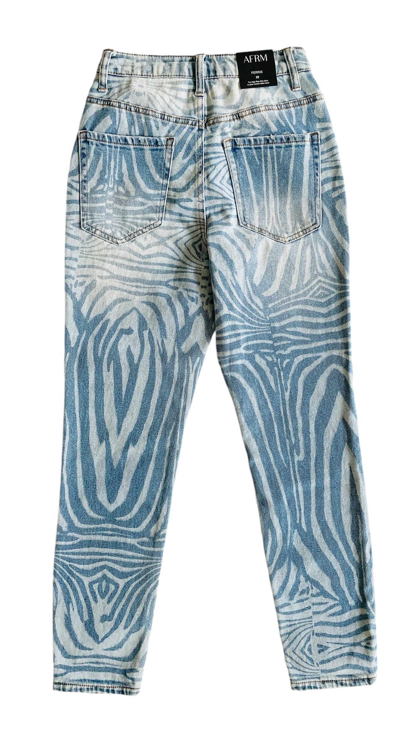 Pre-Loved AFRM blue zebra print slim fit jeans - Size 25 x 28