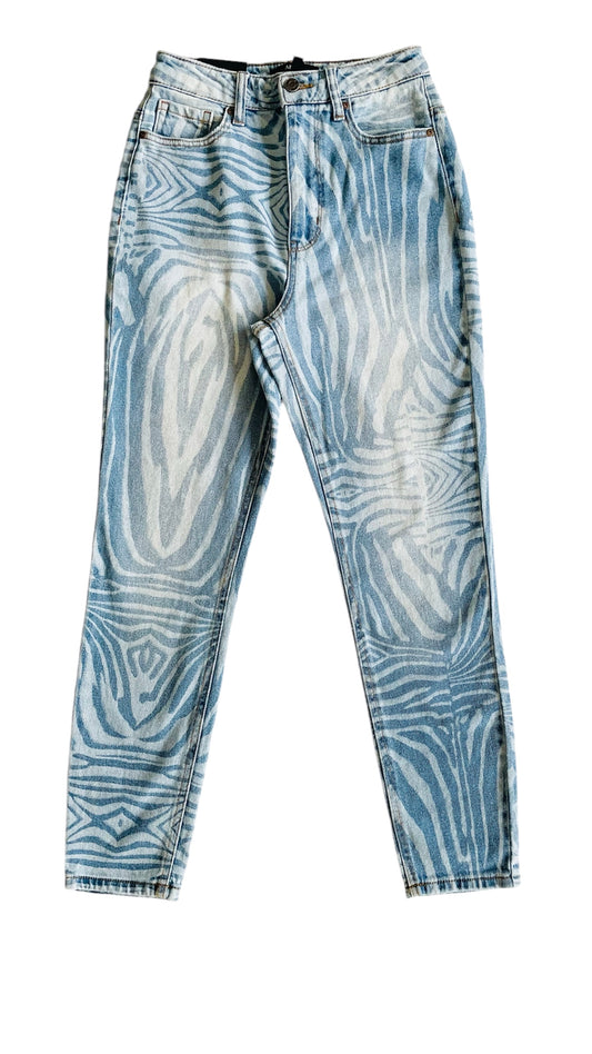 Pre-Loved AFRM blue zebra print slim fit jeans - Size 25 x 28