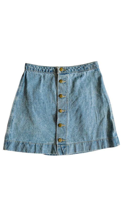 Pre-Loved blue denim AMERICAN APPAREL a-line mini skirt - Size S