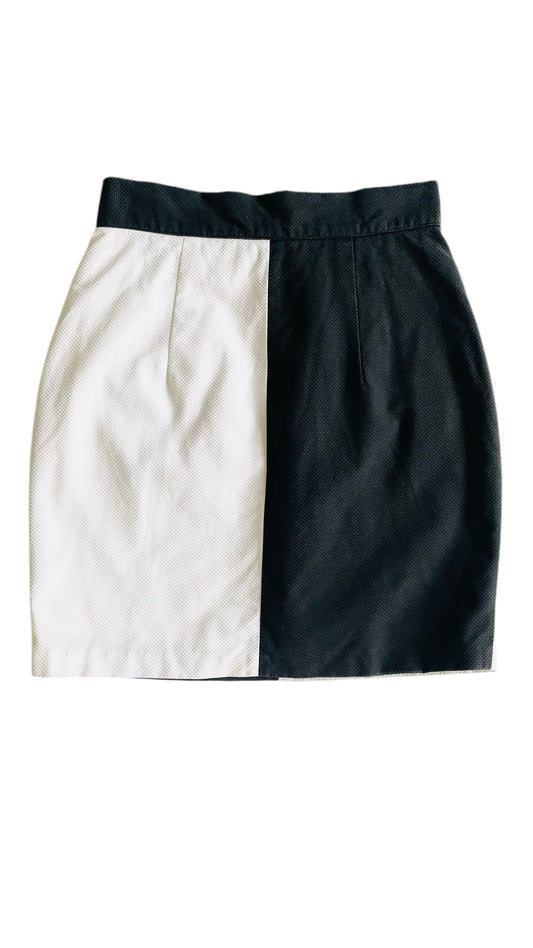 Vintage 90s black & white color block mini skirt - Size 10