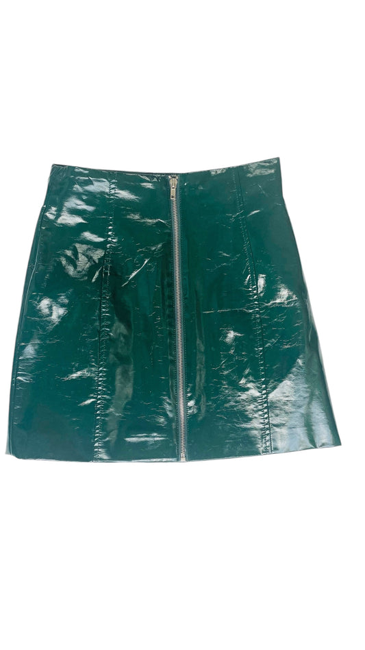 Pre-Loved green patent faux leather mini skirt - Size M