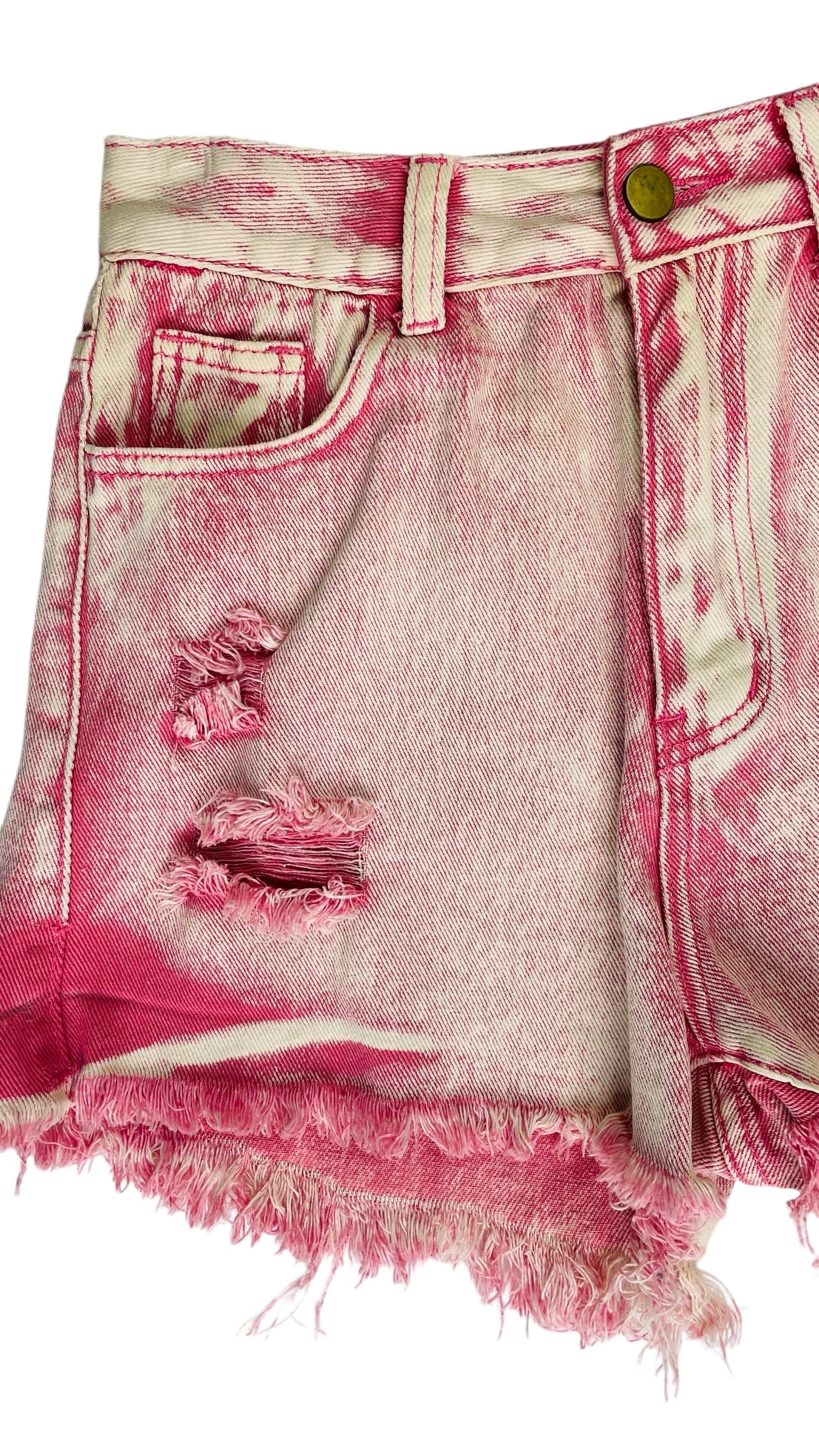 Pre-Loved pink acid wash denim shorts - Size M