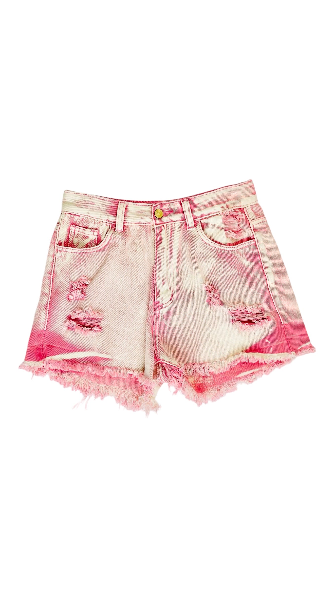 Pre-Loved pink acid wash denim shorts - Size M