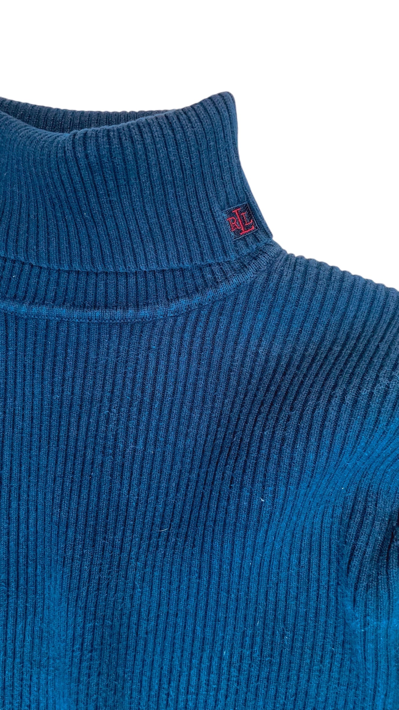 Vintage 90s LAUREN RALPH LAUREN navy rib knit turtleneck - Size M