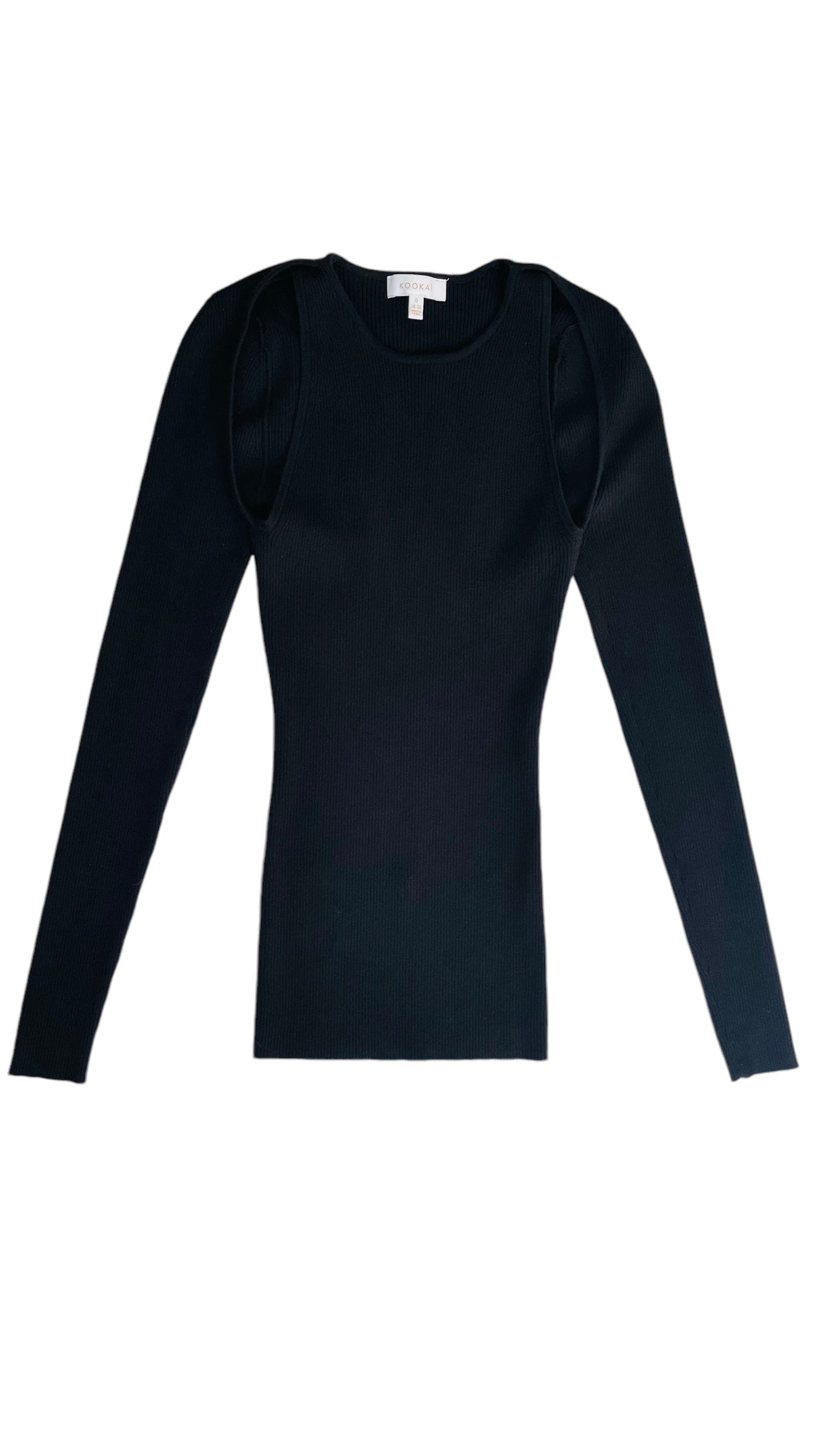 Pre-Loved KOOKAI black long sleeve rib knit top - Size 0