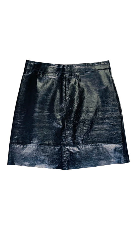 Vintage 90s GAP black leather mini skirt - Size 0