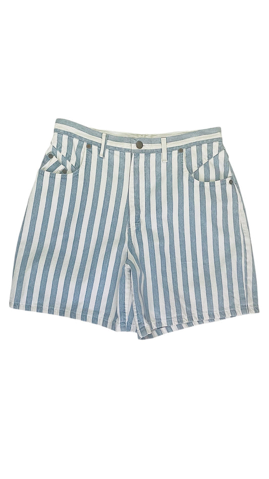 Vintage 90s FADED GLORY blue and white striped denim shorts - Size 14