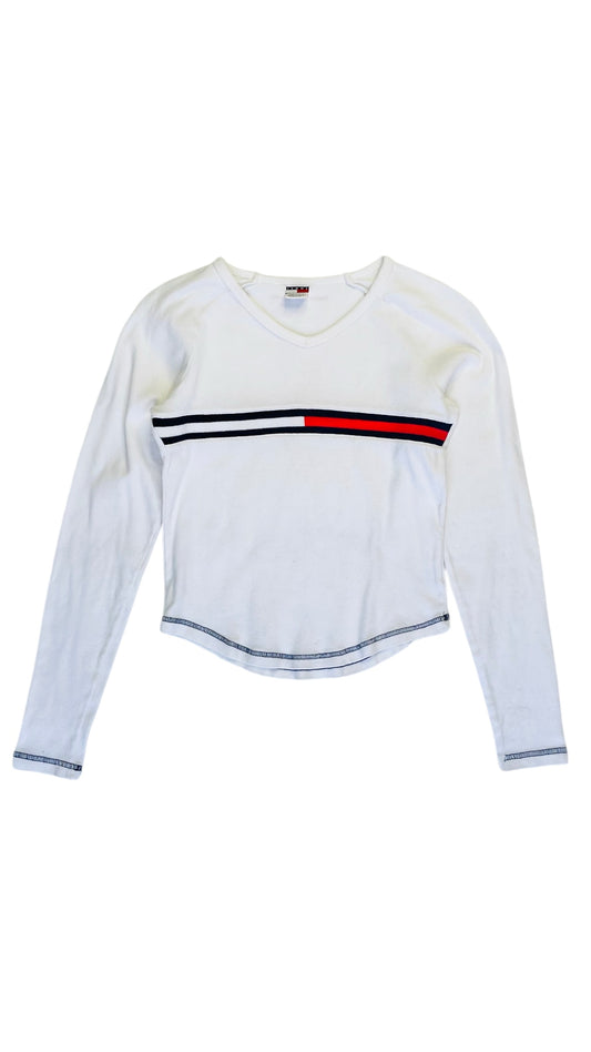 Vintage 90s TOMMY GIRL logo stripe long sleeve top  - Size S