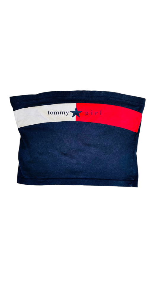 Vintage 90s TOMMY GIRL navy logo tube top  - Size XL