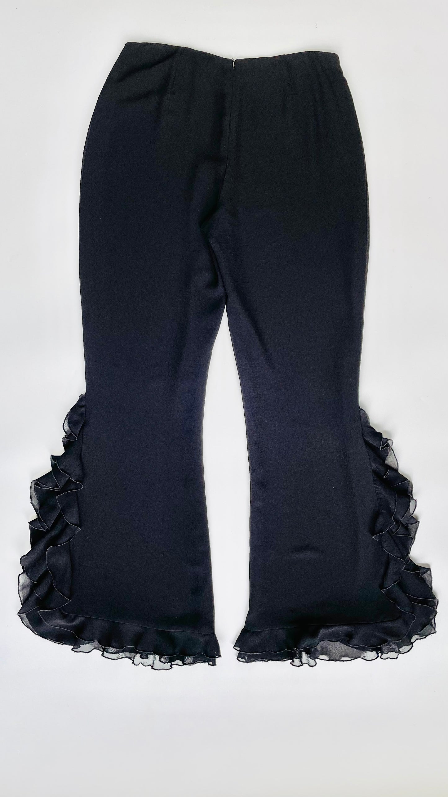 90s Cache black ruffled flare dress pants - Size 8