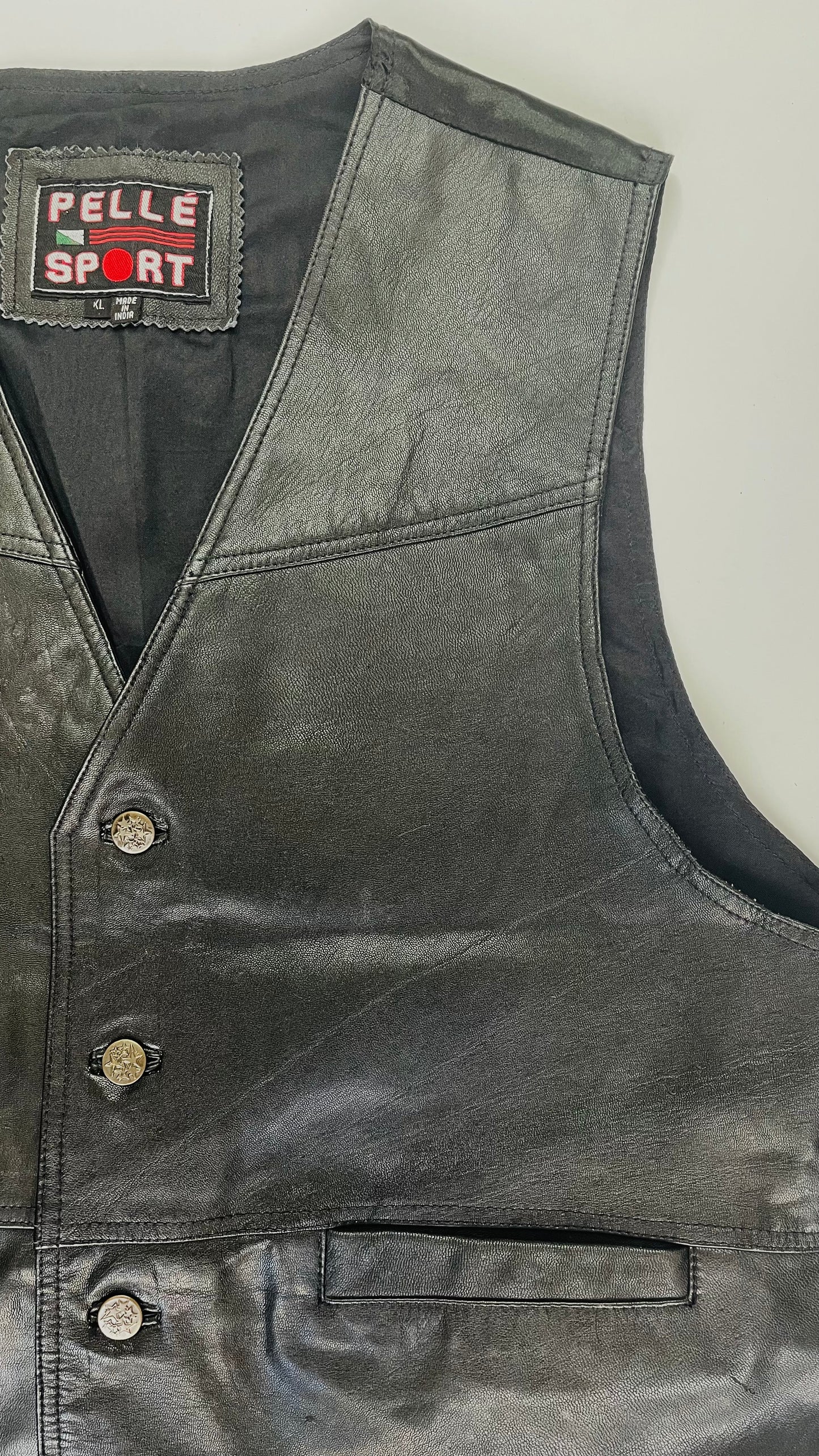 90s Black Pelle Sport leather vest  - Size XL