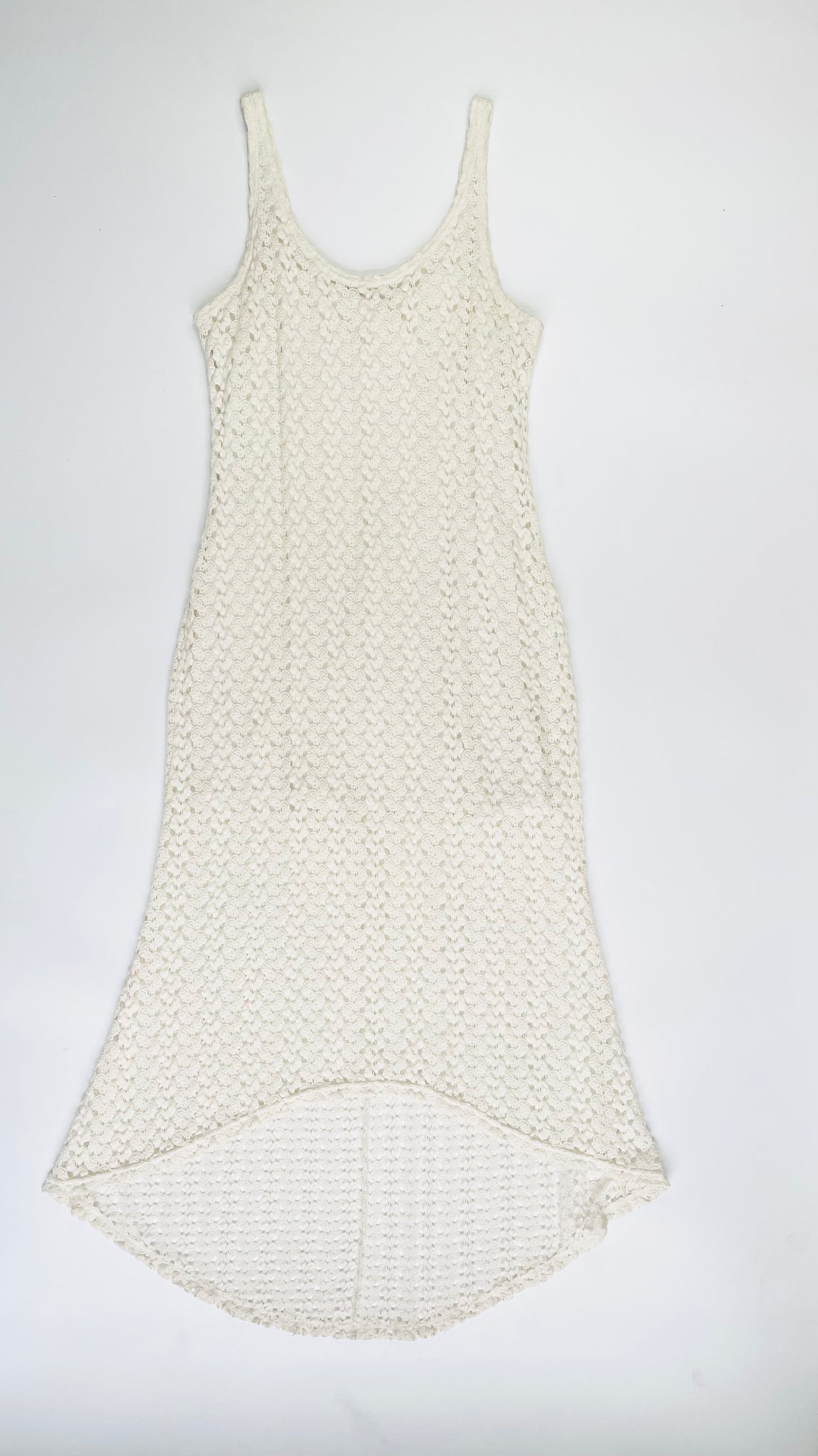 Pre-Loved cream open knit high low maxi tank dress - Size L