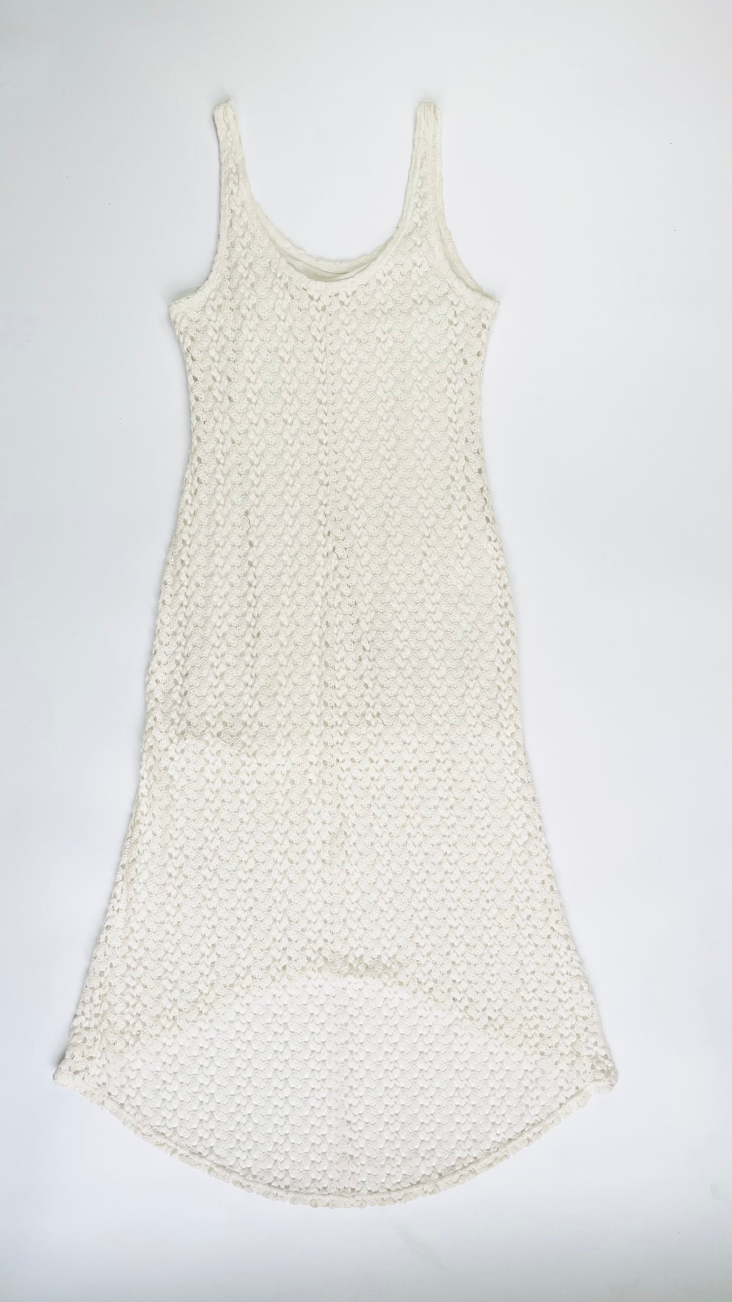Pre-Loved cream open knit high low maxi tank dress - Size L