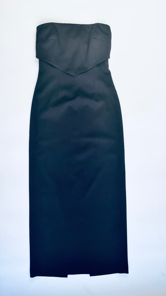 90s Black Cache strapless fitted maxi dress - Size 10