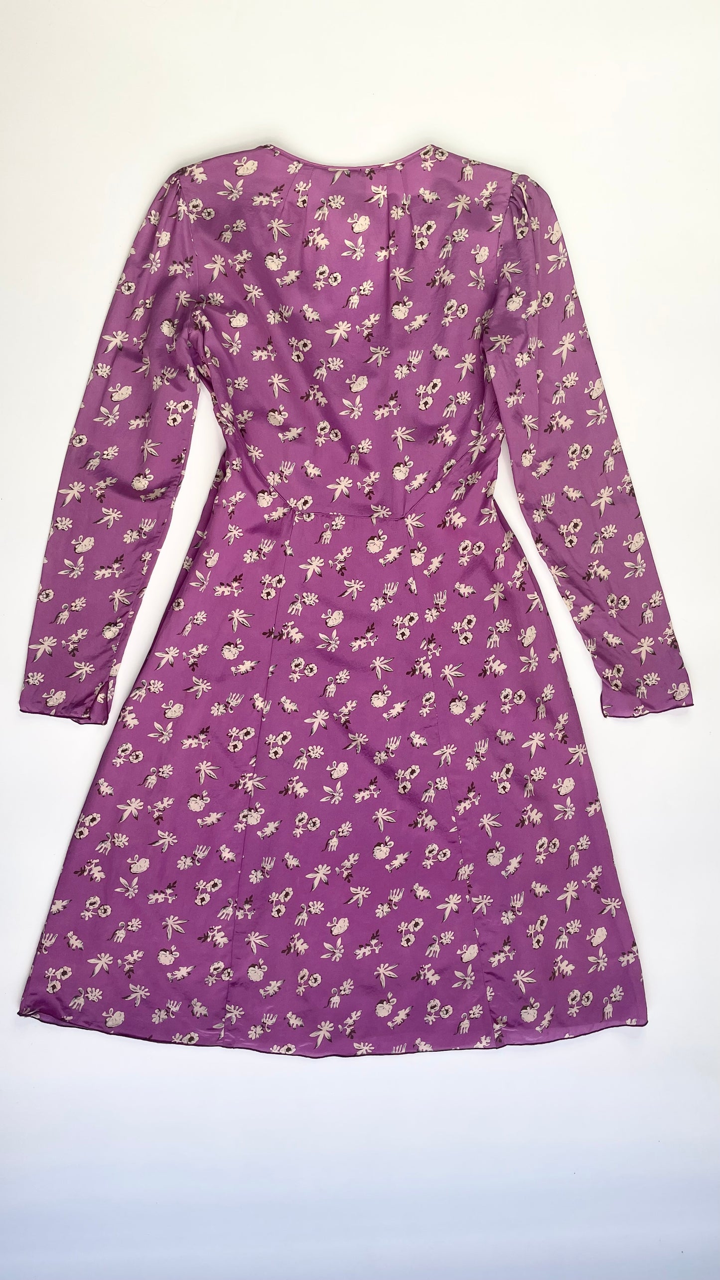 90s Purple Anna Sui floral print silk dress - Size 4