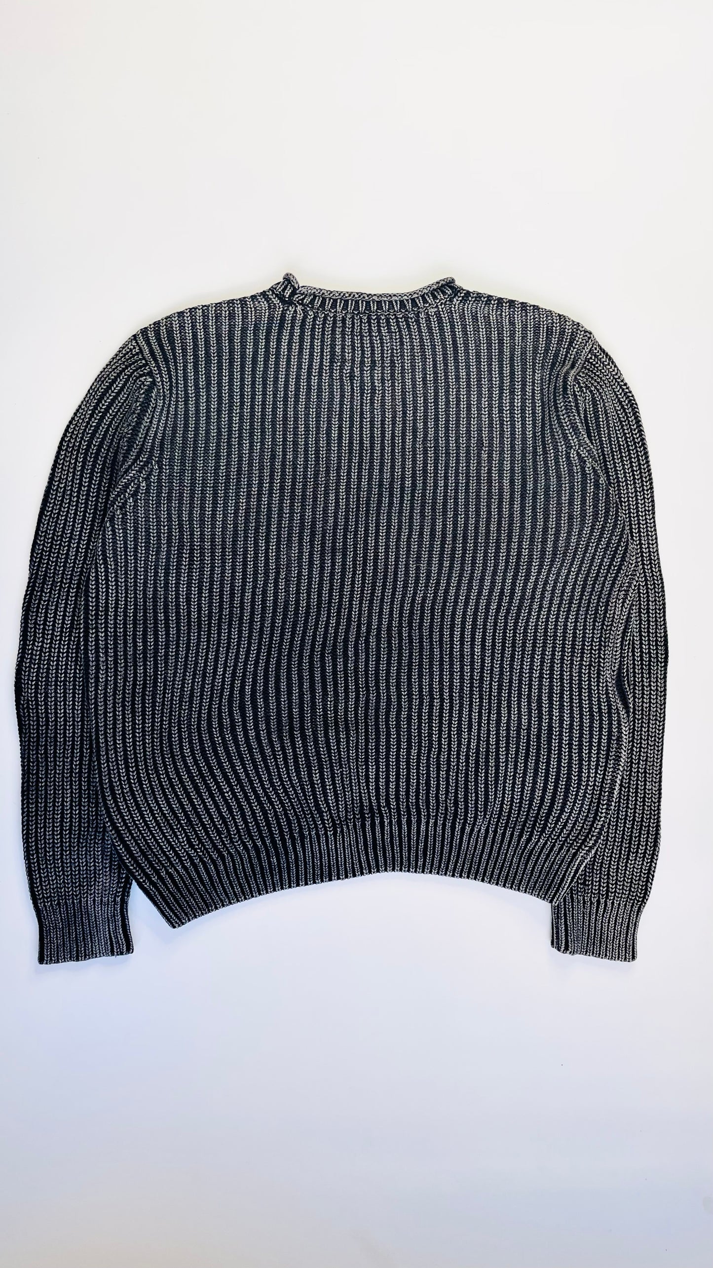 Pre-Loved charcoal large knit sweater with washed out detail- Size XL