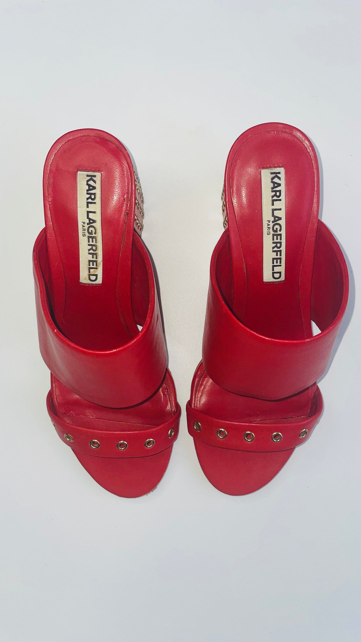 Vintage red 90s Karl Lagerfeld strappy heels - Size 5.5