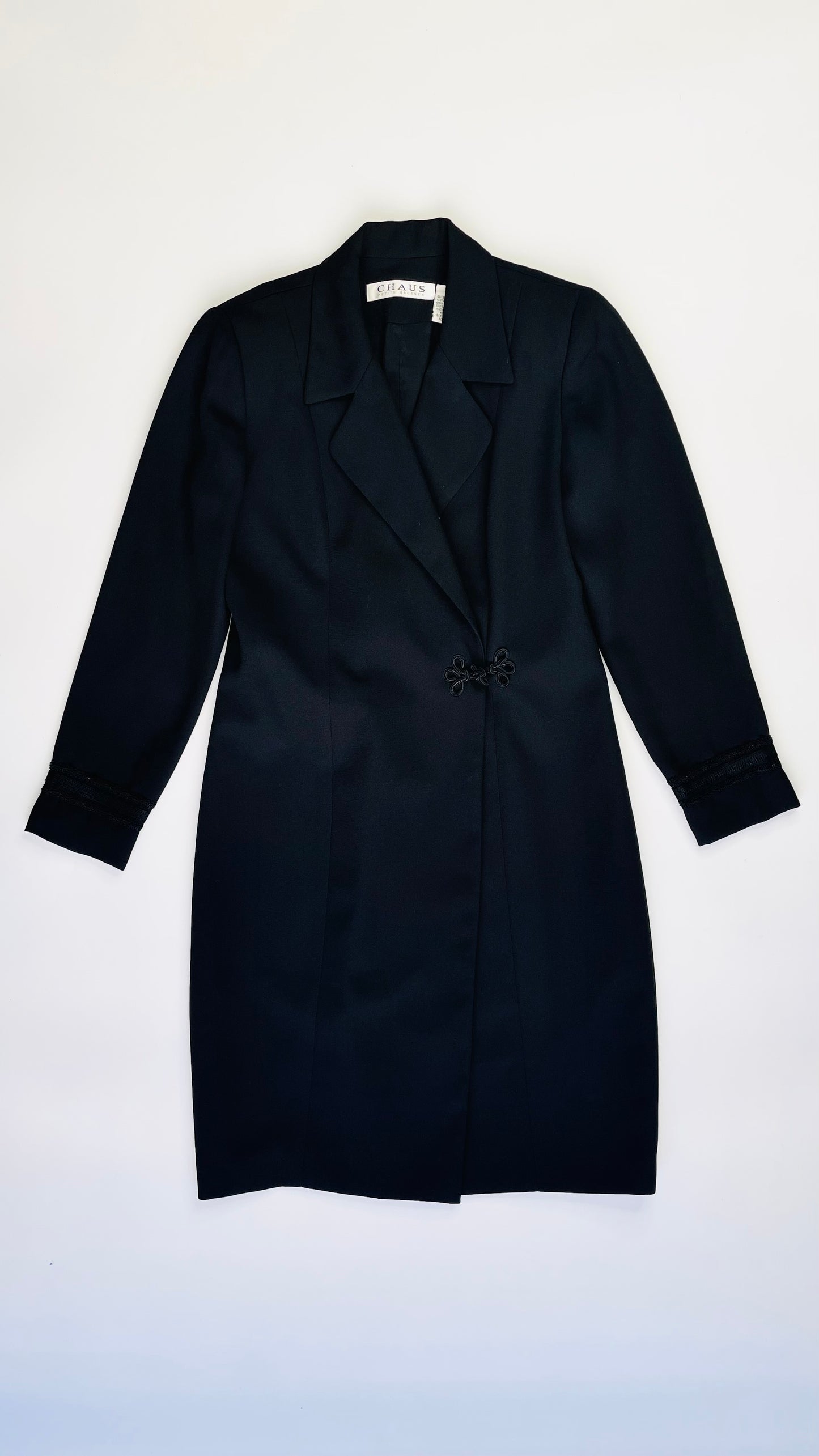 Vintage 80s black Chinoise blazer dress - Size 4