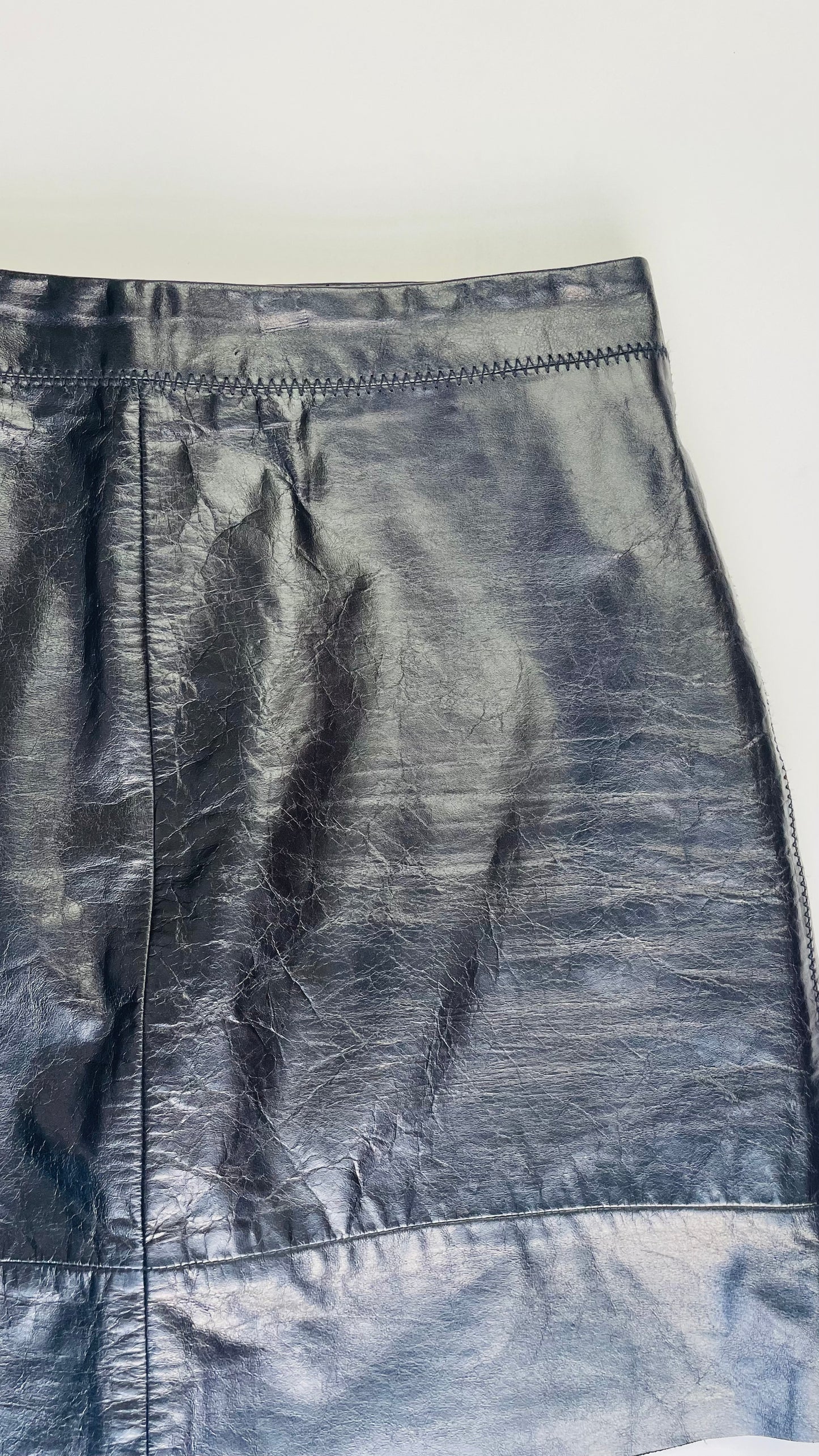Vintage 90s GAP black leather mini skirt - Size 0
