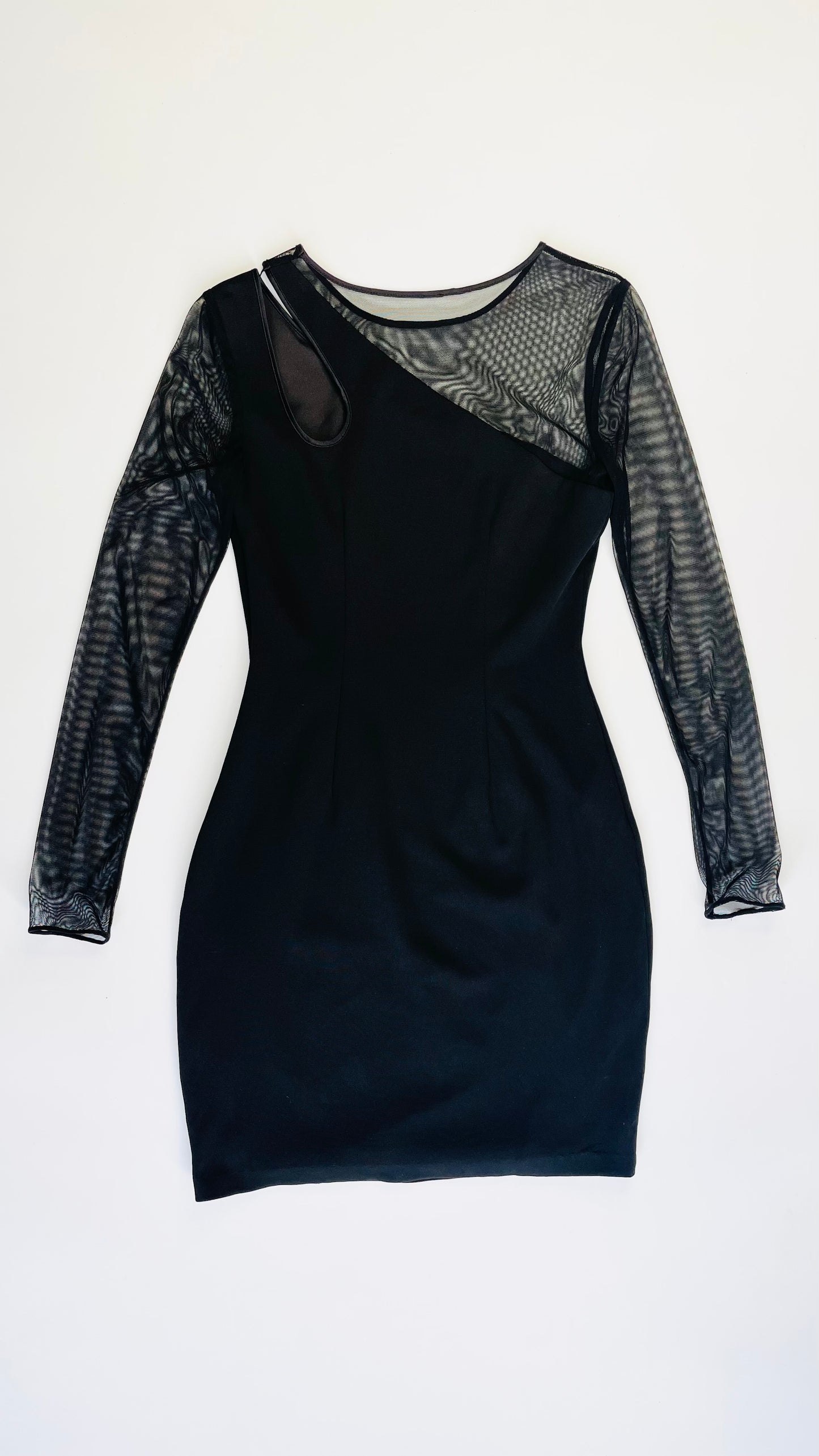 90s Cache black mesh panel mini dress - Size 4