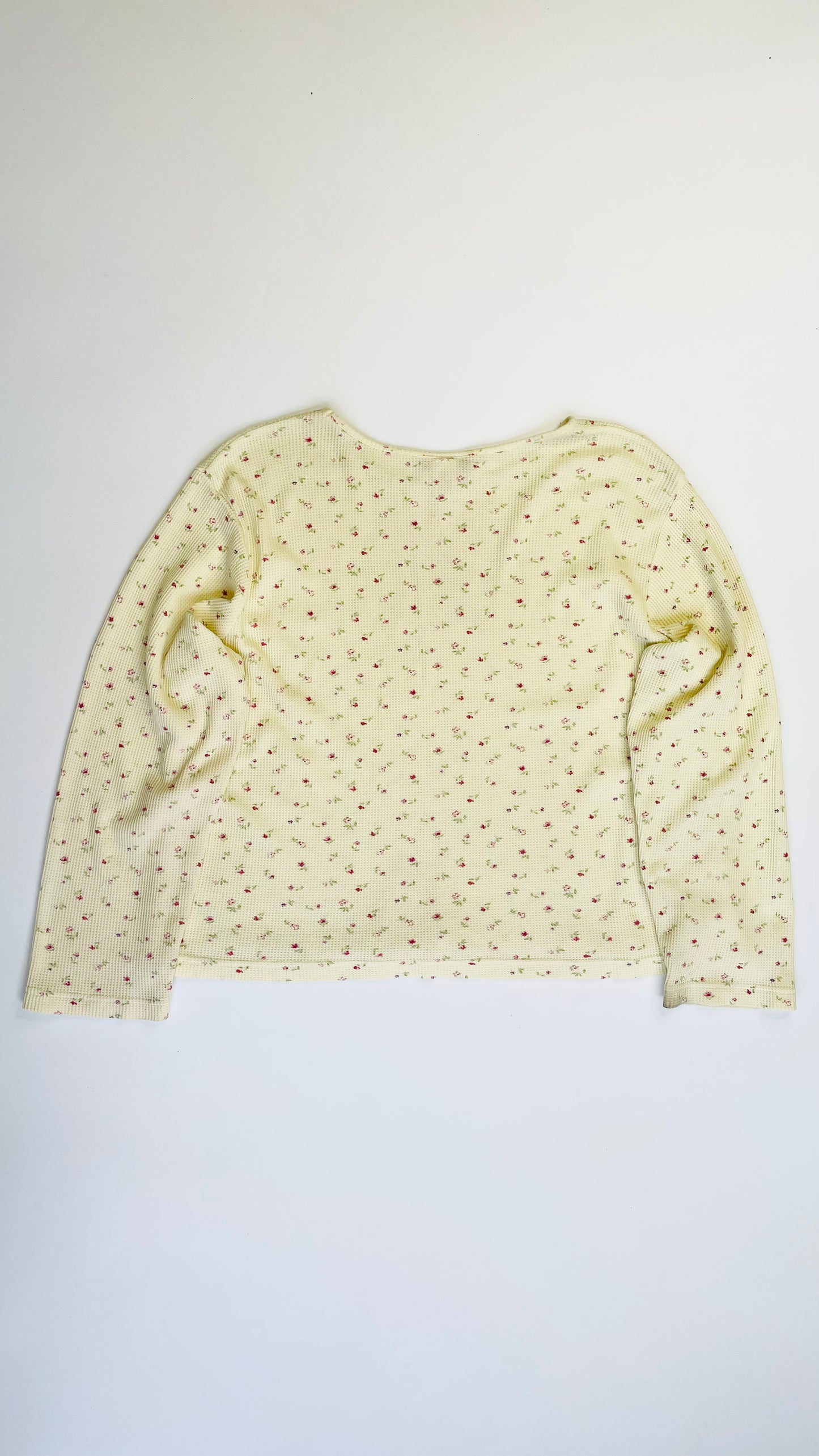 Vintage Y2K ESPRIT yellow floral waffle knit top - Size XL