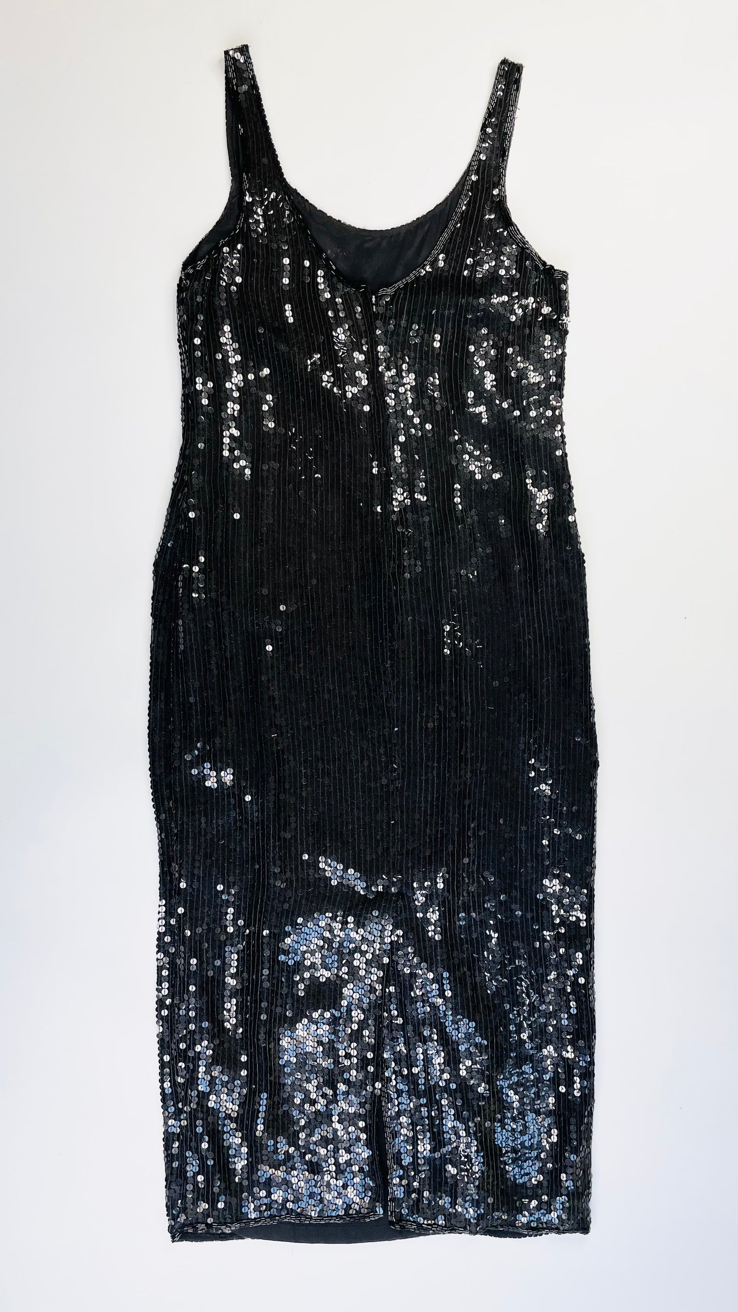 80s black sequin tank maxi dress - Size 8/10