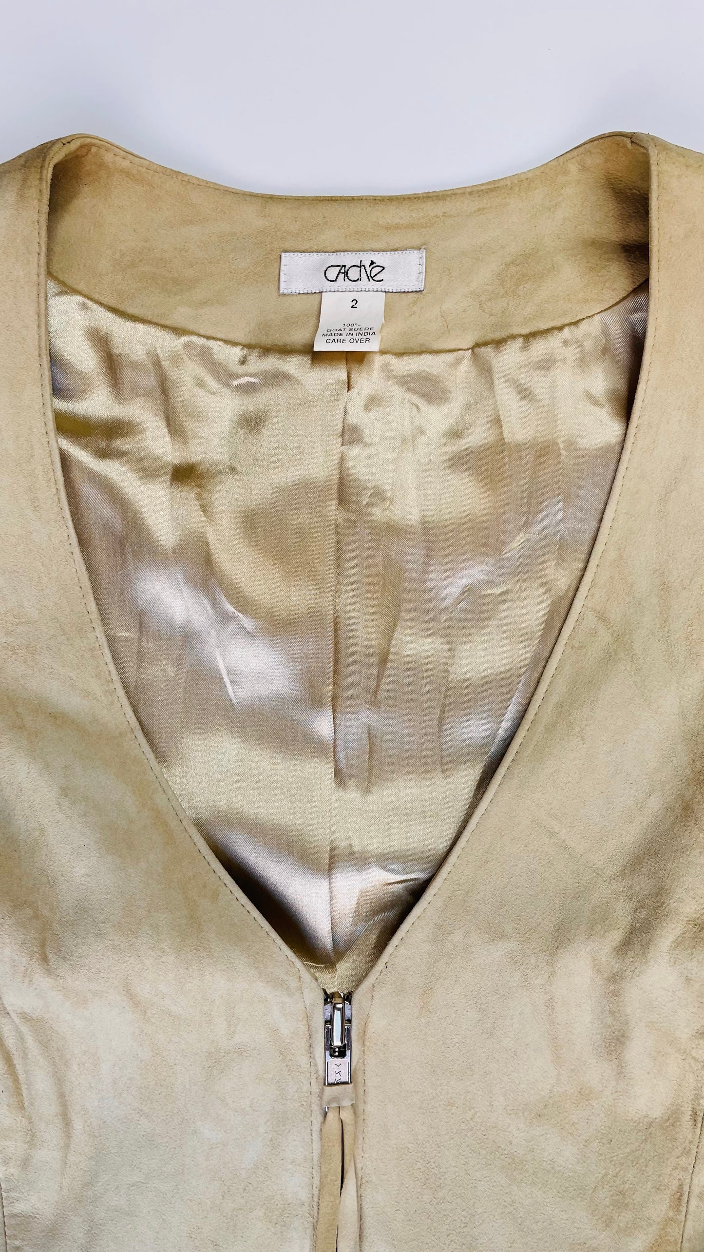 90s beige CACHE suede vest  - Size 2