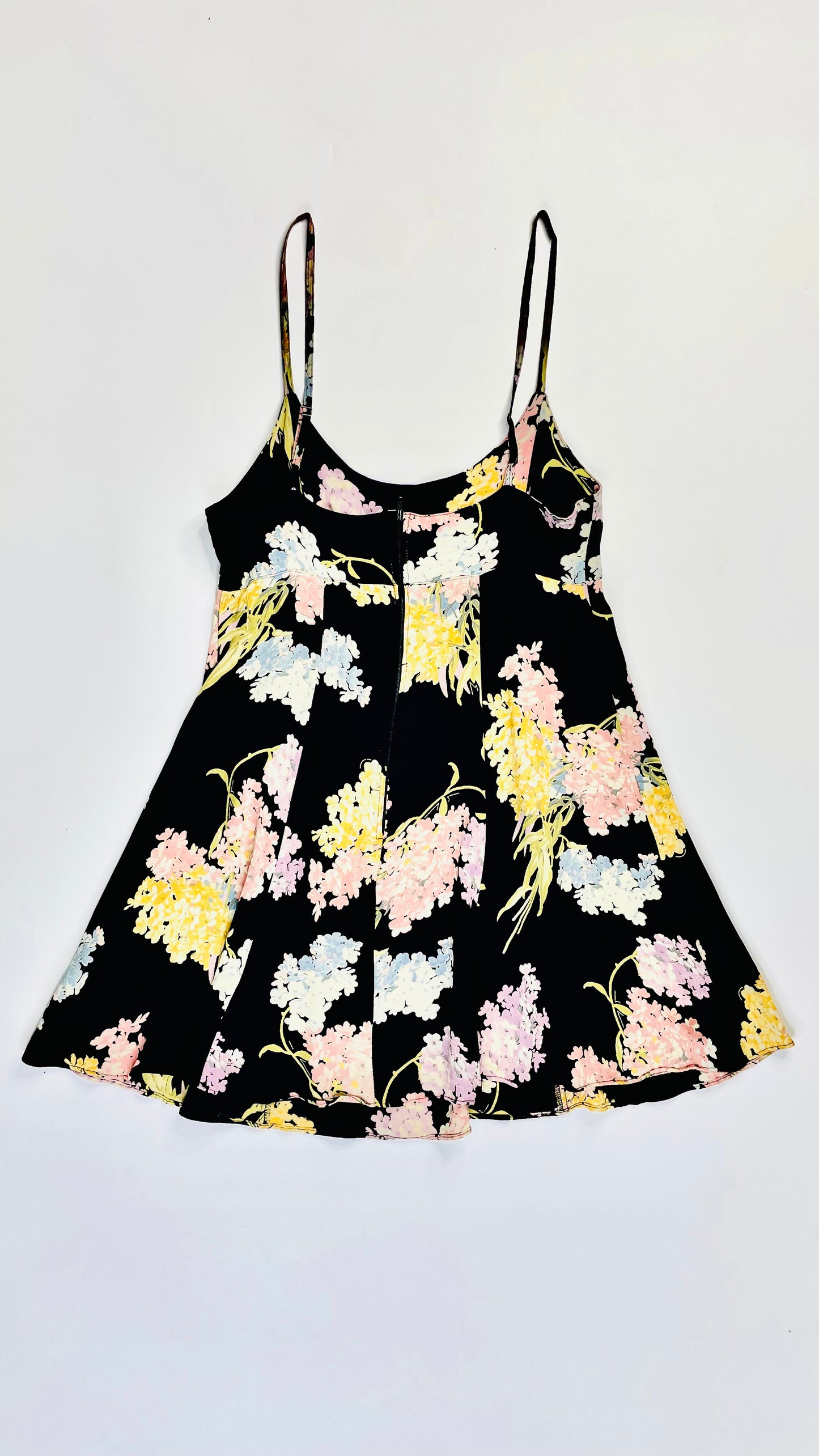 90s BETSEY JOHNSON black floral babydoll dress - Size L