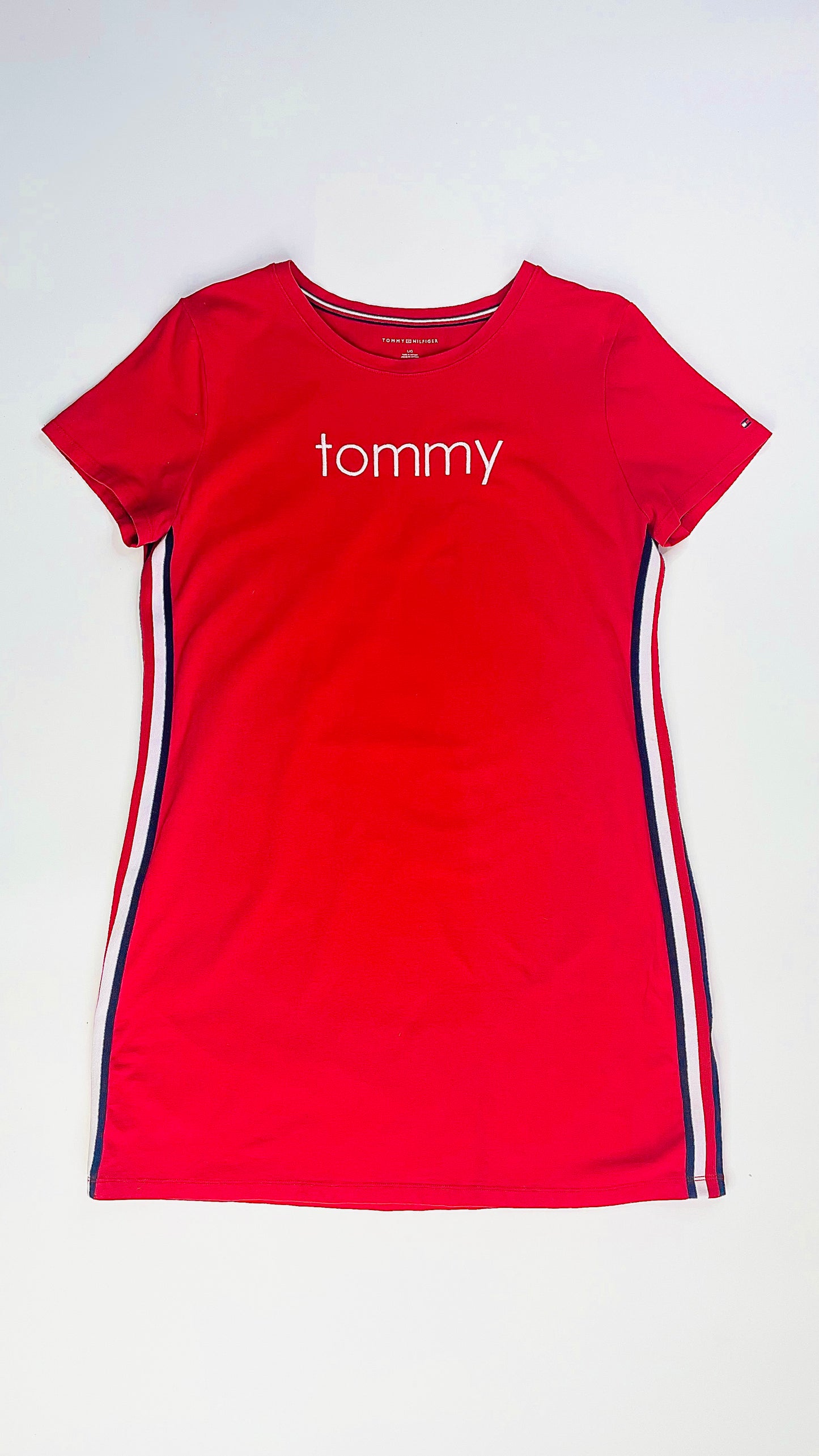 Vintage Y2K TOMMY HILFIGER red knit mini t shirt dress - Size L
