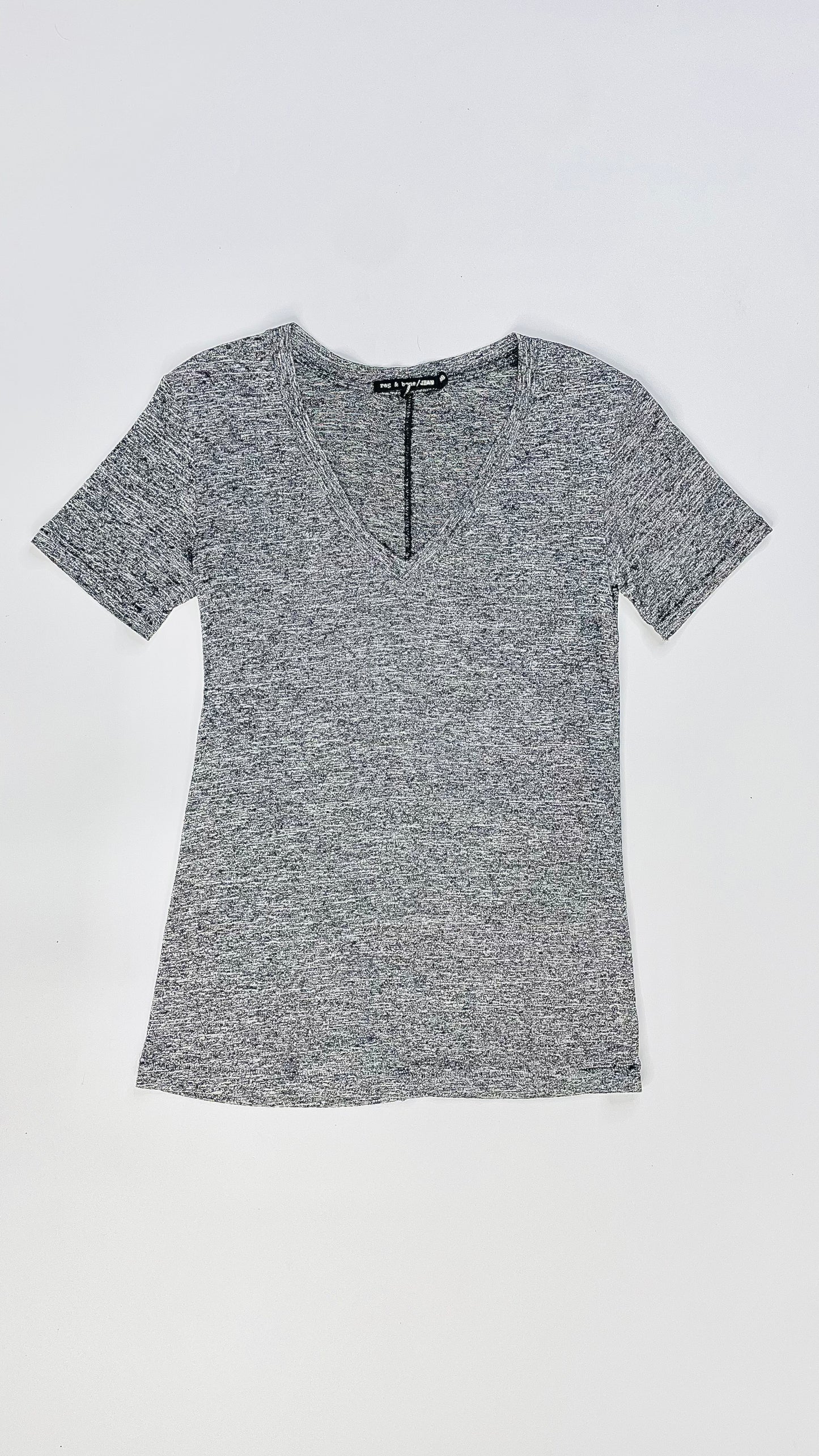 Pre-Loved RAG & BONE dark grey heather v neck t-shirt - Size XS